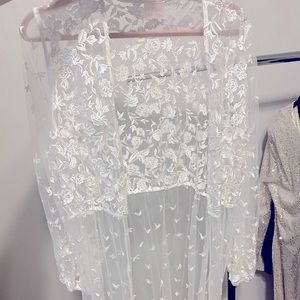 COPY - LeRose Maxi White Lace Robe